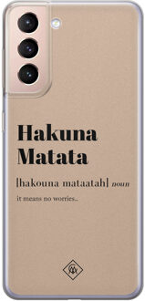 Casimoda Samsung Galaxy S21 siliconen hoesje - Hakuna matata Bruin/beige