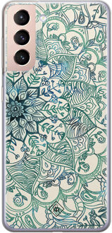 Casimoda Samsung Galaxy S21 siliconen hoesje - Mandala blauw