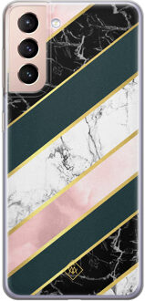 Casimoda Samsung Galaxy S21 siliconen hoesje - Marble stripes Multi
