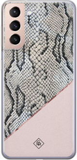 Casimoda Samsung Galaxy S21 siliconen hoesje - Snake print Roze