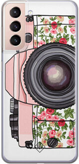 Casimoda Samsung Galaxy S21 siliconen telefoonhoesje - Hippie camera Roze