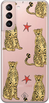 Casimoda Samsung Galaxy S21 transparant hoesje - Stay wild Bruin/beige