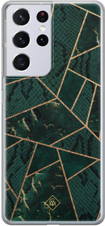 Casimoda Samsung Galaxy S21 Ultra siliconen hoesje - Abstract groen