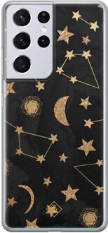 Casimoda Samsung Galaxy S21 Ultra siliconen hoesje - Counting the stars Zwart, Goudkleurig