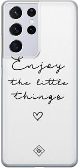 Casimoda Samsung Galaxy S21 Ultra siliconen hoesje - Enjoy life Zwart, Wit