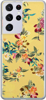 Casimoda Samsung Galaxy S21 Ultra siliconen hoesje - Floral days Geel