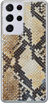 Casimoda Samsung Galaxy S21 Ultra siliconen hoesje - Golden snake Goudkleurig