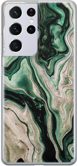 Casimoda Samsung Galaxy S21 Ultra siliconen hoesje - Green waves Groen