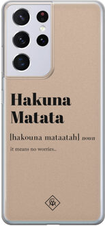 Casimoda Samsung Galaxy S21 Ultra siliconen hoesje - Hakuna matata Bruin/beige