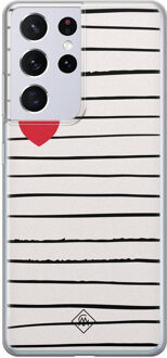 Casimoda Samsung Galaxy S21 Ultra siliconen hoesje - Heart queen Bruin/beige
