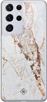Casimoda Samsung Galaxy S21 Ultra siliconen hoesje - Marmer goud Goudkleurig