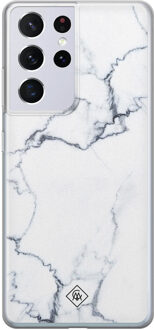 Casimoda Samsung Galaxy S21 Ultra siliconen hoesje - Marmer grijs Grijs/zilverkleurig