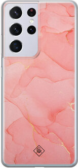 Casimoda Samsung Galaxy S21 Ultra siliconen hoesje - Marmer roze
