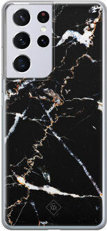 Casimoda Samsung Galaxy S21 Ultra siliconen hoesje - Marmer zwart