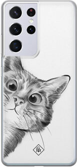 Casimoda Samsung Galaxy S21 Ultra siliconen hoesje - Peekaboo Zwart, Wit