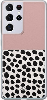 Casimoda Samsung Galaxy S21 Ultra siliconen hoesje - Pink dots Roze