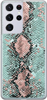 Casimoda Samsung Galaxy S21 Ultra siliconen hoesje - Snake pastel Mint