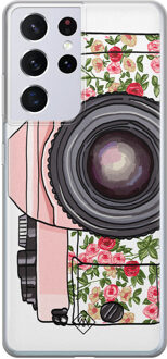 Casimoda Samsung Galaxy S21 Ultra siliconen telefoonhoesje - Hippie camera Roze