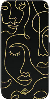 Casimoda Samsung Galaxy S22 flipcase - Abstract faces Bruin/beige