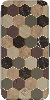 Casimoda Samsung Galaxy S22 flipcase - Kubus bruin groen Bruin/beige