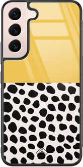 Casimoda Samsung Galaxy S22 glazen hardcase - Abstract geel