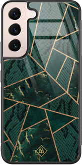 Casimoda Samsung Galaxy S22 glazen hardcase - Abstract groen