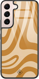 Casimoda Samsung Galaxy S22 glazen hardcase - Abstract swirl geel