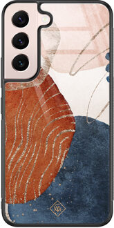 Casimoda Samsung Galaxy S22 glazen hardcase - Abstract terracotta Multi