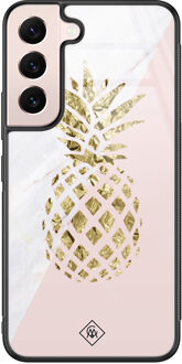 Casimoda Samsung Galaxy S22 glazen hardcase - Ananas Roze