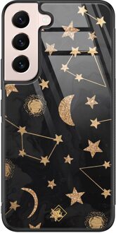 Casimoda Samsung Galaxy S22 glazen hardcase - Counting the stars Goudkleurig