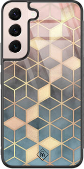 Casimoda Samsung Galaxy S22 glazen hardcase - Cubes art Multi