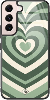 Casimoda Samsung Galaxy S22 glazen hardcase - Hart swirl groen