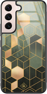 Casimoda Samsung Galaxy S22 glazen hardcase - Kubus groen