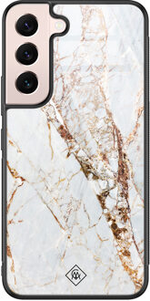 Casimoda Samsung Galaxy S22 glazen hardcase - Marmer goud Goudkleurig