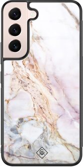 Casimoda Samsung Galaxy S22 glazen hardcase - Parelmoer marmer Multi