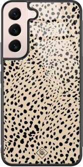 Casimoda Samsung Galaxy S22 glazen hardcase - Spot on Bruin/beige