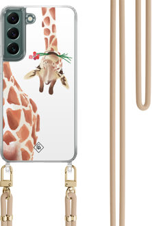 Casimoda Samsung Galaxy S22 hoesje met beige koord - Giraffe Bruin/beige