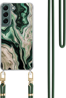 Casimoda Samsung Galaxy S22 hoesje met groen koord - Green waves