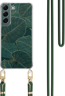 Casimoda Samsung Galaxy S22 hoesje met groen koord - Monstera leaves