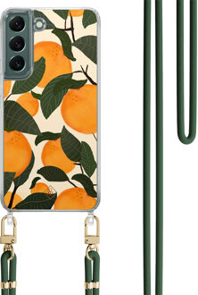 Casimoda Samsung Galaxy S22 hoesje met groen koord - Orange garden Multi
