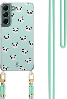 Casimoda Samsung Galaxy S22 hoesje met mint koord - Panda print
