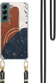 Casimoda Samsung Galaxy S22 hoesje met zwart koord - Abstract terracotta Multi