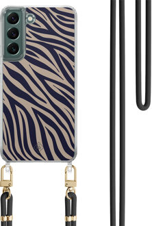 Casimoda Samsung Galaxy S22 hoesje met zwart koord - Wavy twist Blauw