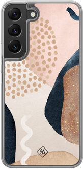 Casimoda Samsung Galaxy S22 hybride hoesje - Abstract dots Bruin/beige