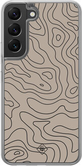 Casimoda Samsung Galaxy S22 hybride hoesje - Abstract lines Bruin/beige