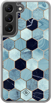 Casimoda Samsung Galaxy S22 hybride hoesje - Blue cubes Blauw