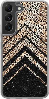 Casimoda Samsung Galaxy S22 hybride hoesje - Chevron luipaard Bruin/beige