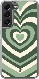 Casimoda Samsung Galaxy S22 hybride hoesje - Groen hart swirl