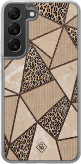Casimoda Samsung Galaxy S22 hybride hoesje - Leopard abstract Bruin/beige