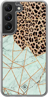 Casimoda Samsung Galaxy S22 hybride hoesje - Luipaard marmer mint